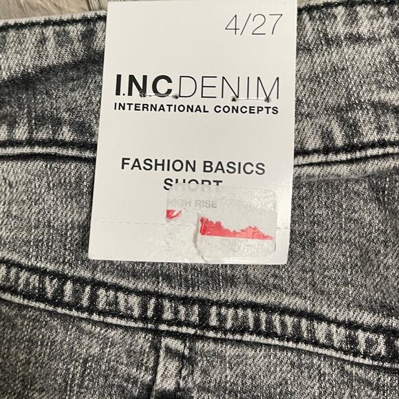 INC Women's Denim High Rise Acid Wash Jean Shorts - Black - Size 4 27 - $70 - Picture 8 of 10